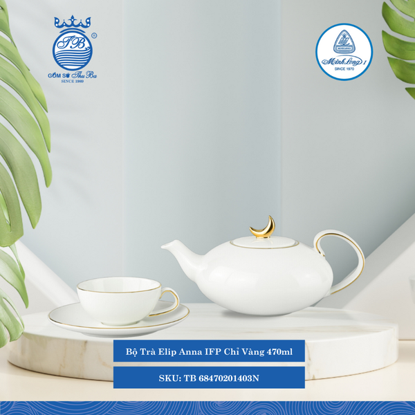 Bộ Trà Elip Anna IFP Chỉ Vàng (Nhiều Size) ML I Sứ