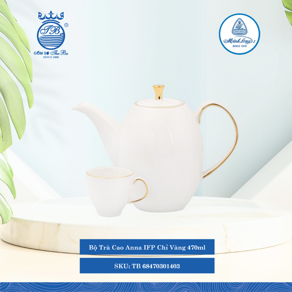 Bộ Trà Cao Anna IFP Chỉ Vàng 470ml ML I Sứ TB 68470301403