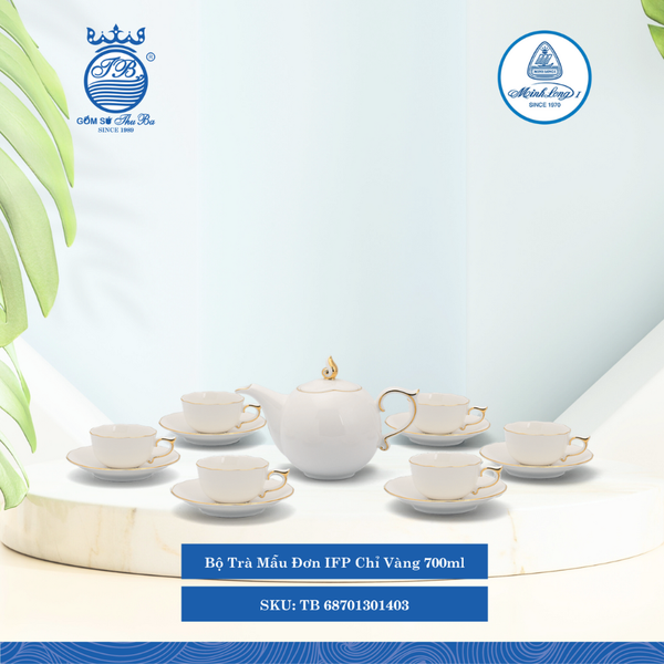 Bộ Trà Mẫu Đơn Chỉ Vàng (Nhiều Size) ML I Sứ