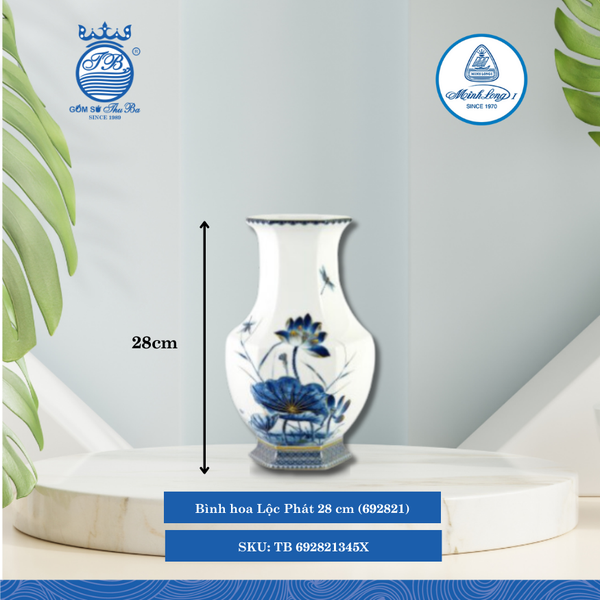 Bình Hoa Lộc Phát Sen Vàng Nền Men Ngọc Cao: 28cm ML I Sứ Bình Hoa TB 692821345X