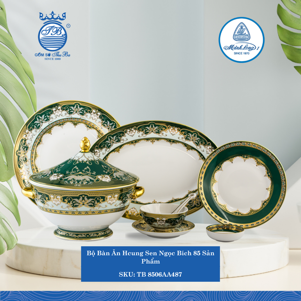 Bộ Đồ Ăn 85 Sản Phẩm Hoàng Cung Sen Ngọc Bích ML I Sứ TB 8506AA487