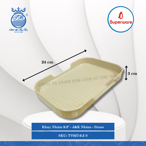 Khay Nhám 9.5" J&K Nhám Stone (Nâu Đá) Dài: 24cm Rộng: 15cm Cao: 3cm Superware Nhựa TV037-9.5 S