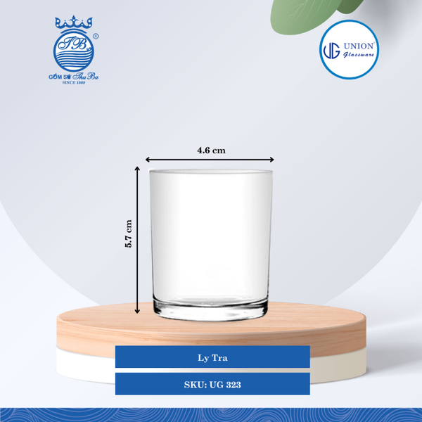 Ly Trà Ø: 4.6cm ØĐáy: 4.2cm 60ml Cao: 5.8cm 12 lố/Thùng 6 c/Hộp 12Gr. Thủy Tinh UG 323