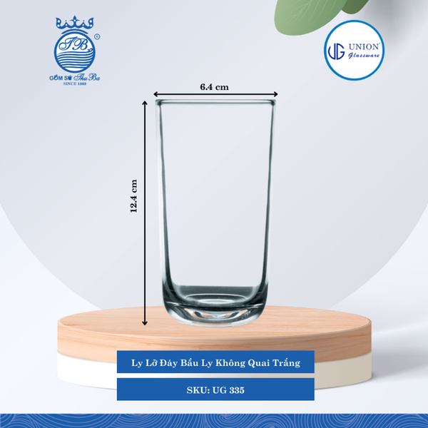Ly Lỡ Đáy Bầu Ø: 6.4cm ØĐáy: 6cm 280ml Cao: 12.4cm 6 lố/Thùng 6 c/Hộp 20Gr. Thủy Tinh UG 335