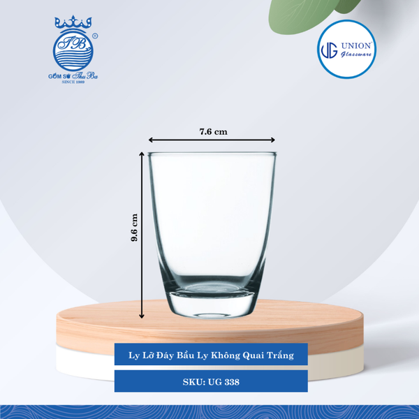Ly Bầu Lùn Ø: 7.6cm ØĐáy: 4.9cm 265ml Cao: 9.6cm 6 lố/Thùng 6 c/Hộp 18Gr. Thủy Tinh UG 338