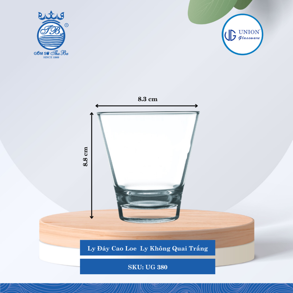 Ly Đáy Cao Loe Ø: 8.3cm ØĐáy: 4.9cm 235ml Cao: 8.8cm 6 lố/Thùng 6 c/Hộp 16Gr. Thủy Tinh UG 380
