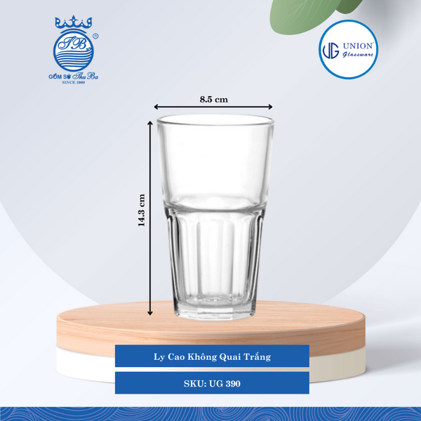Ly Cao Ø: 8.5cm ØĐáy: 6cm 420ml Cao: 14.3cm 4 lố/Thùng 6 c/Hộp 17Gr. Thủy Tinh UG 390