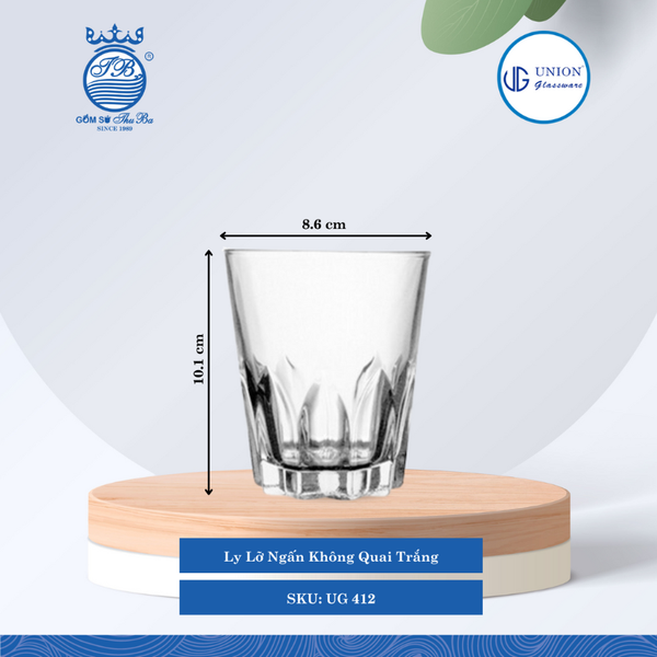 Ly Trà Ø: 5.4cm ØĐáy: 4cm 67ml Cao: 5.3cm 12 lố/Thùng 6 c/Hộp Thủy Tinh UG 412