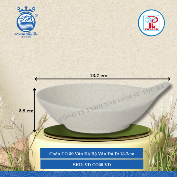 Chén CO 39 Vân Đá Bộ Vân Đá Dài: 13.7cm Rộng: 11.8cm Cao: 2.8cm Fataco Nhựa VD CO39 VD