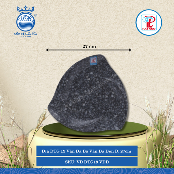 Dĩa Tam Giác DTG 17, DTG 18, DTG 19 Vân Đá Bộ Vân Đá Đen (Nhiều Size) Fataco Nhựa