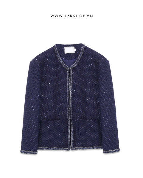 Navy Blue Bling Tweed Jacket cs2