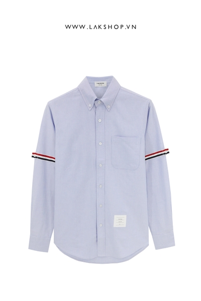 Áo TB Blue Cotton Oxford Grosgrain Armband Shirt