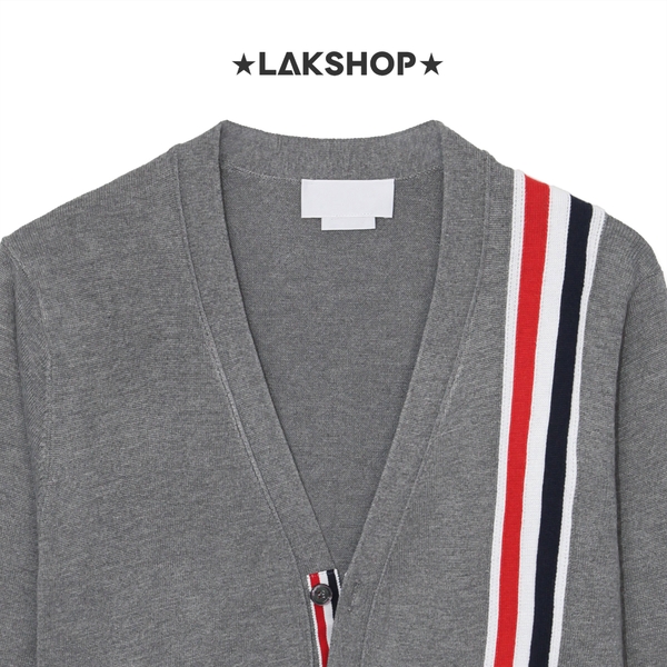 Áo T.B Grey Intarsia RWB Stripe Cardigan