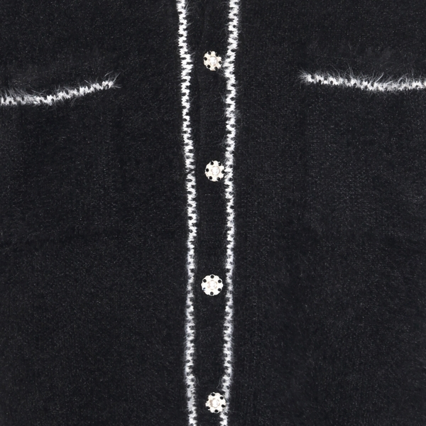 Áo Black Mohair with Trim Polo/ Cardigan Sweater