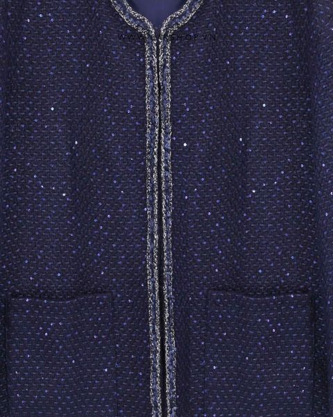 Navy Blue Bling Tweed Jacket cs2