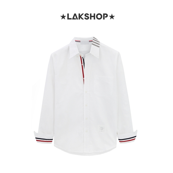 Áo TB 4-Bar Neck with Stripe Oxford Shirt