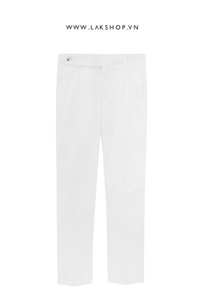 White Classic Mid-Rise Trousers