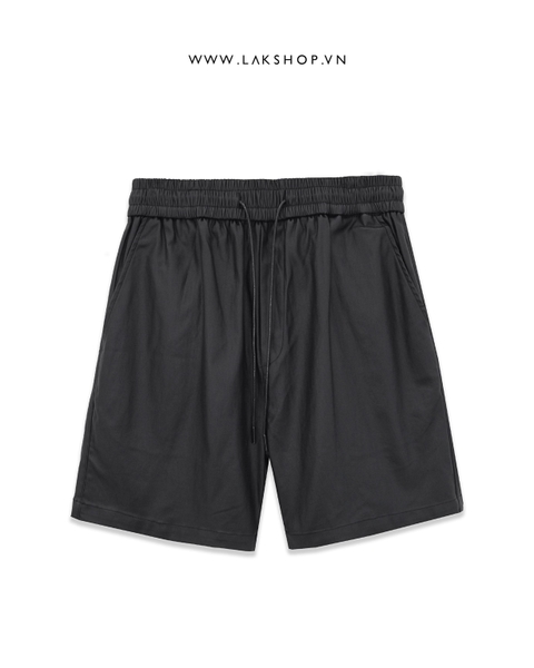 Black Coated Denim Shorts