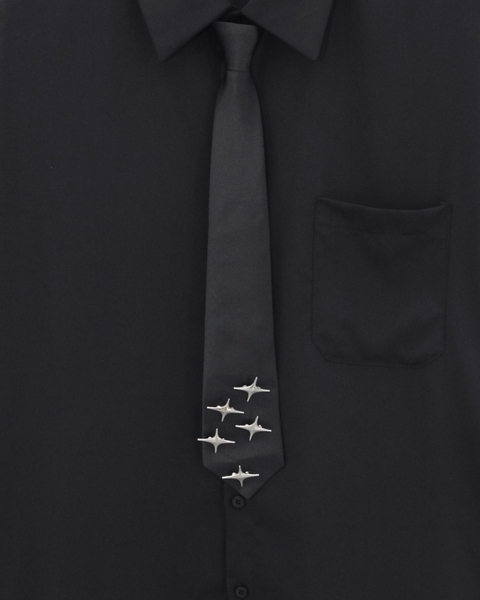 Oversized Black with Tie Short-Sleeve Shirts