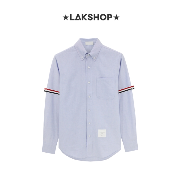 Áo TB Blue Cotton Oxford Grosgrain Armband Shirt
