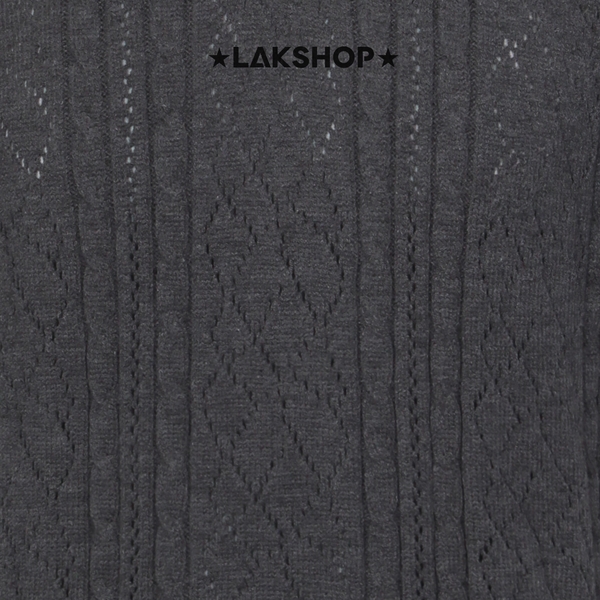 Áo Dark Grey Jacquard Polo Knit Sweater