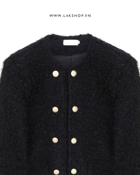 Black Tassels Tweed Double Breasted Jacket cs2