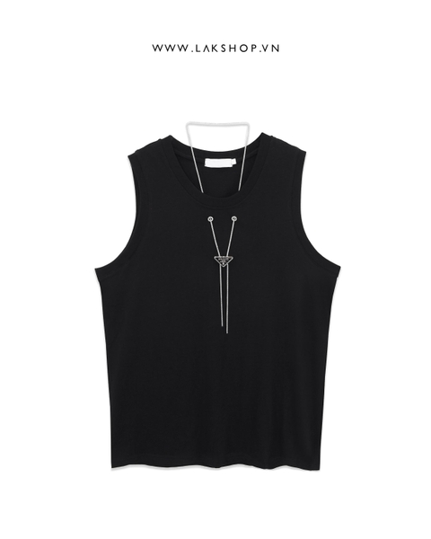 Áo Black Tanktop with Triangle Chain Necklace