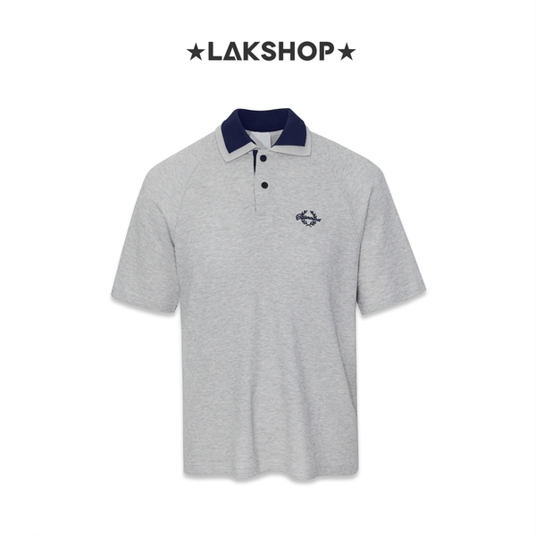 Áo Grey Raglan Double Neck Polo Shirt