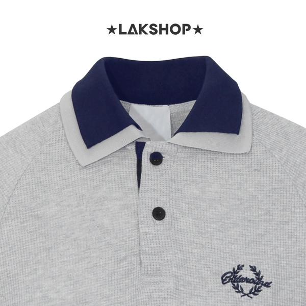 Áo Grey Raglan Double Neck Polo Shirt