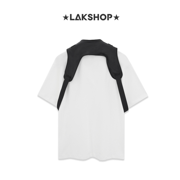 Áo 2in1 White T-shirt with Leather Mid-Layer