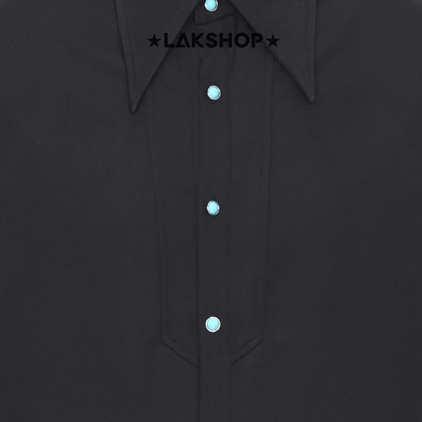 Áo Black with Blue Stone Button Shirt