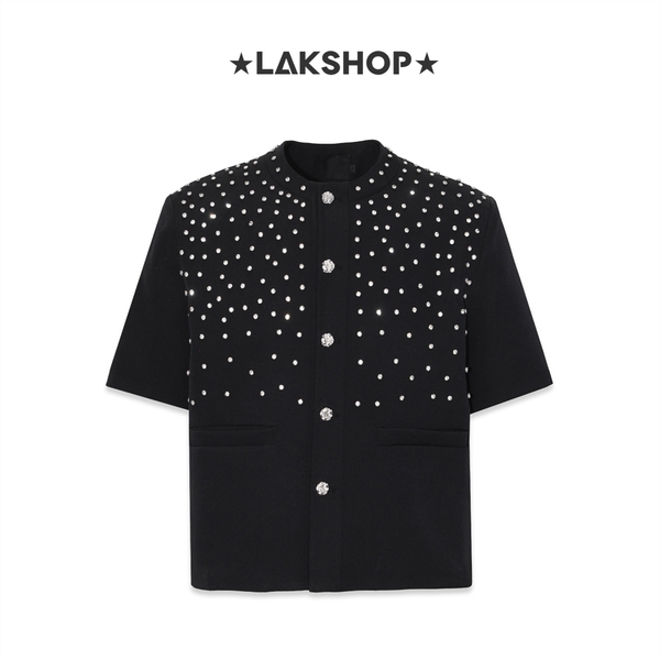 Áo Black Crystal Short Sleeve Shirt Jacket