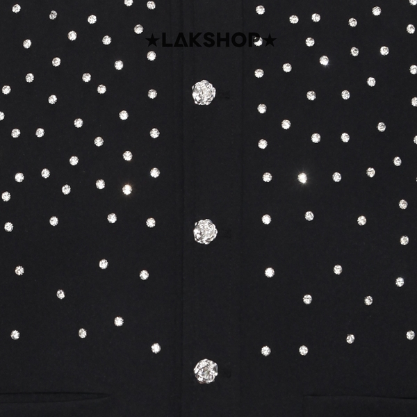 Áo Black Crystal Short Sleeve Shirt Jacket
