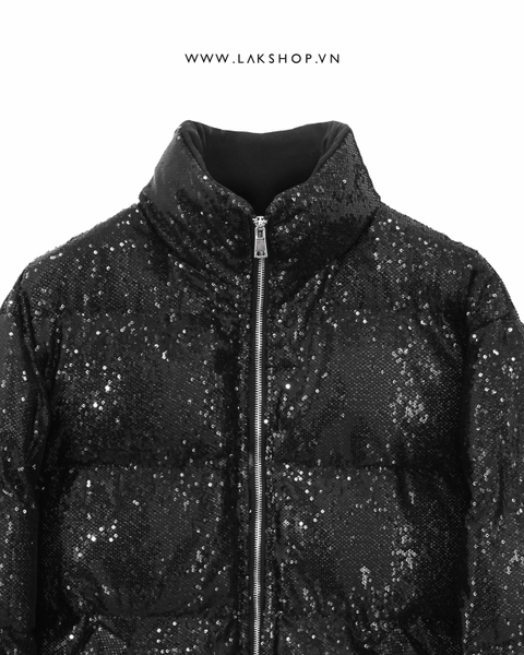 Áo Black Squin Bling  Puffer Jacket cs3