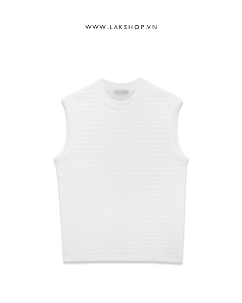 Áo Embossed Horizontal Stripes White Tanktop