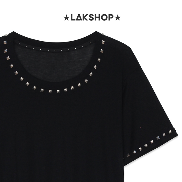 Áo Black with Trim Stud T-shirt
