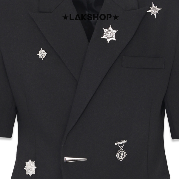 Áo Black with Charm Short-Sleeve Blazer