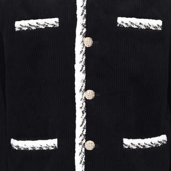 Áo Velvet Corduroy Black, Gold & White Jacket