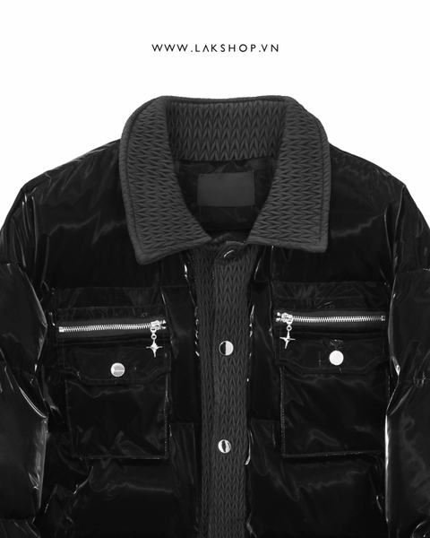 Áo Light Black Trim Collar Puffer Jacket cs2