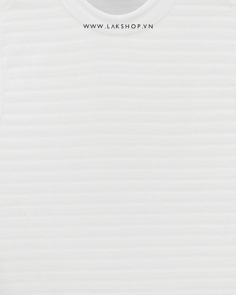 Áo Embossed Horizontal Stripes White Tanktop