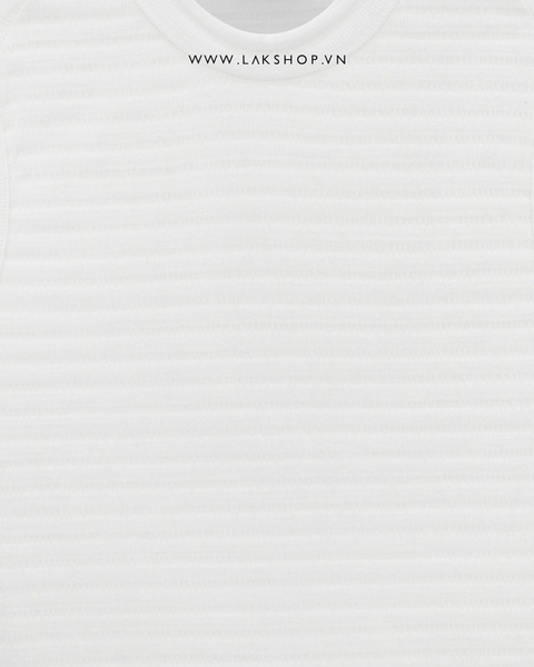 Embossed Horizontal Stripes White Tanktop