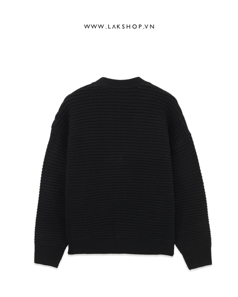 Black Embossed Ribbed Woven Cardigan cs2