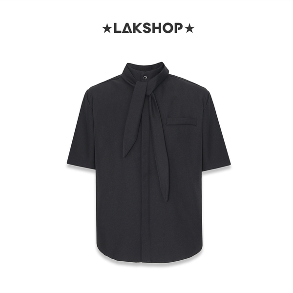 Áo Black Tie Collar with Padded Shoulder Shirt
