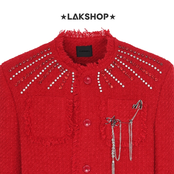 Áo Red Stone with Pin Tweed Jacket