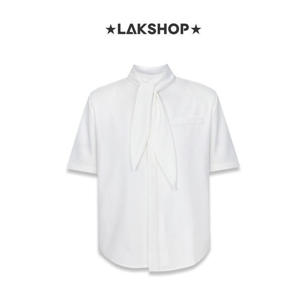 Áo White Tie Collar with Padded Shoulder Shirt
