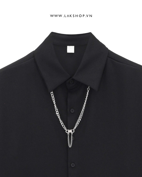 Oversized Black with Chain Necklace Shirt