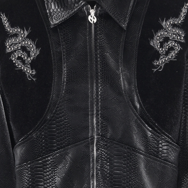 Áo Snake Back Rivet Embroidery Leather Jacket