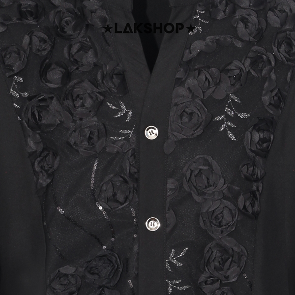 Áo Black with 3D Flower Over Shirt