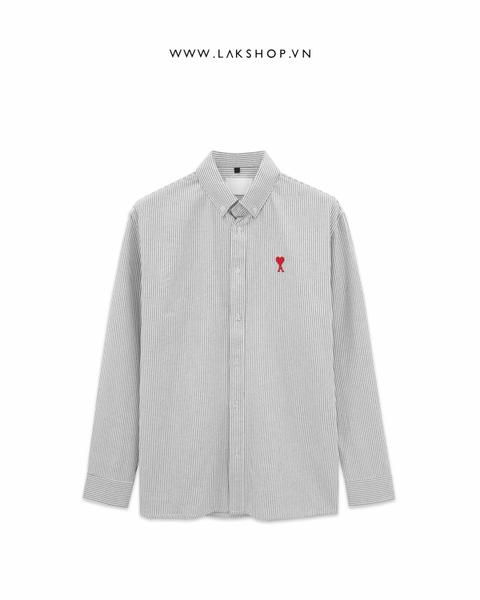 Áo A de Coeur's Heart Grey Stripe Oxford Shirt