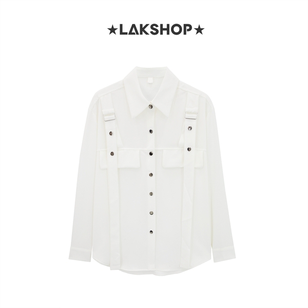 Áo Oversized White Belted Shirt cx3